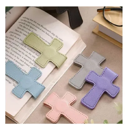 Leather Bible Magnetic Bookmark Cross Double-Sided Page Markers Gift Page Clips Reading Supplies