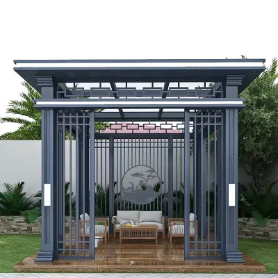 New Chinese Style Outdoor Garden Aluminium Alloy Pavilion for Summer Leisure
