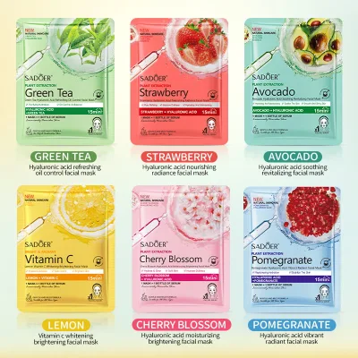OEM Sadoer Plant Fruit Essence Sheet Mask 25ml for Deep Hydrating and Skin Brightening With Nourishing Formula for Beauty