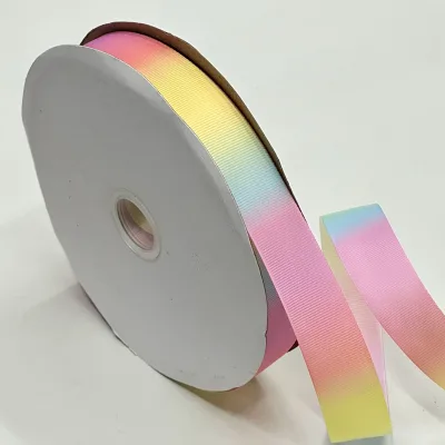 10mm25mm38mm Rainbow Decorative Polyester Ribbon Handmade DIY Seven-color Grosgrain Ribbon Colorfast Gradient Satin Ribbons