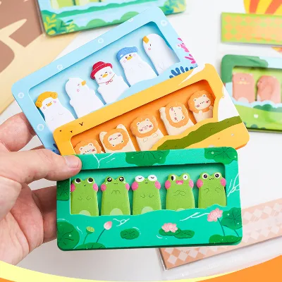 GF Cute Cartoon Animal Thumb Sticky Notes Reusable Self-Adhesive N Times Notes Creative Index Tabs for Office School Suppliers