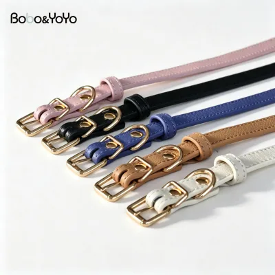 Premium Factory New Luxury Heavy Duty Durable Leather Dog Collar Adjustable Metal Buckle Custom Puppy Neckband Pet Cat Collars