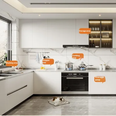 Custom Modern American Kitchen Cabinet Solid MDF Wood Overall Door with Integrated Stove Whole House Panel Customization