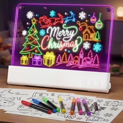 Kids Educational Toys DW30 Drawing Board Dual Panels Kids LED Note Board for Kids Birthday Gifts