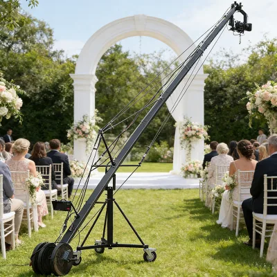25ft Reusable Camera Crane for Wedding Pan Tilt 2-axis Motorized Head and Monitor