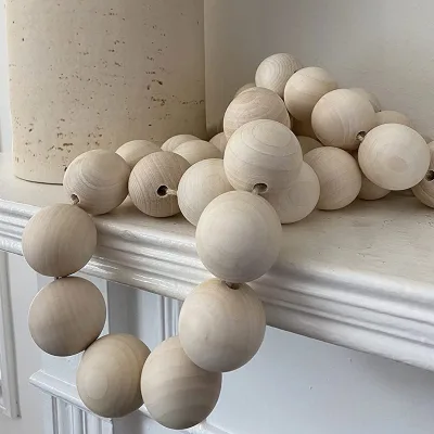 Nautral Wood Bead Garland (X-Large) Pottery Barn Inspired Contemporary Home Decor