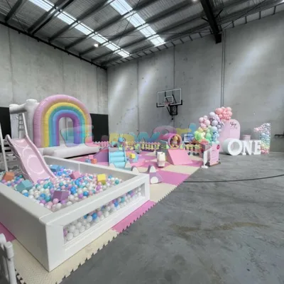 Commercial Outdoor Ball Pit Slide Bridge White Bounce House Kids Sets Playground Playroom Area Soft Play Equipment