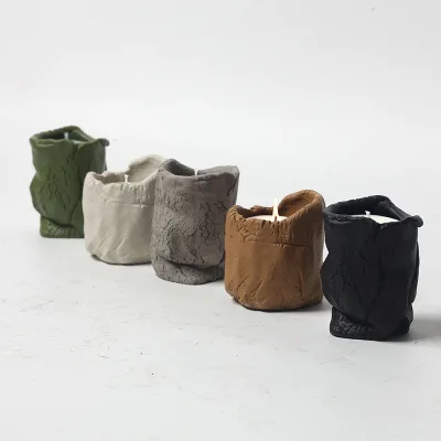 Luxury Candle Container Vessels Empty Cement Ceramic Candle Jar Without Wax For Scented Candles Making
