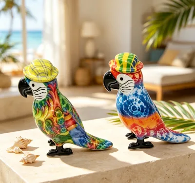 Resin Parrot Figurine Statue Home Decor Mosaic Parrot Sculpture Art Deco Collectible Ornament Desk Shelf Decor Gift Souvenir