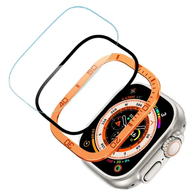 2025 Hot selling Ultra Slim Metal Hybrid Protective Case for Apple iWatch Ultra 1 2 with HD Clear Tempered Glass Full Coverage