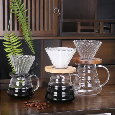 Wholesale Manual Pour Over Coffee Maker Glass Dripper and Borosilicate Glass Serving Pot Set