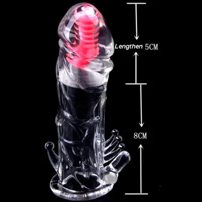Funny Glans Vibrating Lengthen Exotic Stimulating Condom Best Extended Cock Sleeve for Men