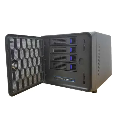 4 Bay NAS Storage Server case with Intel J3455 Quad Core  PSU 120W Intel J3455 Quad Core, Max 2.3Ghz