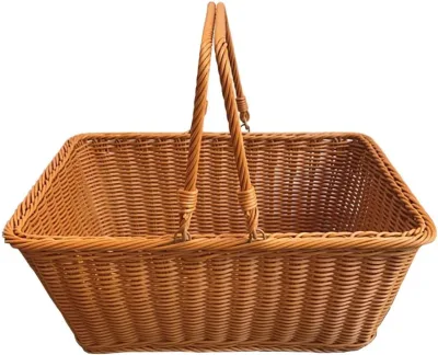 Handmade Woven Basket Harvest Basket Wicker Storage Basket for Picnic, Easter, Organizing, Gathering Vegetables(16" X 12") Brown