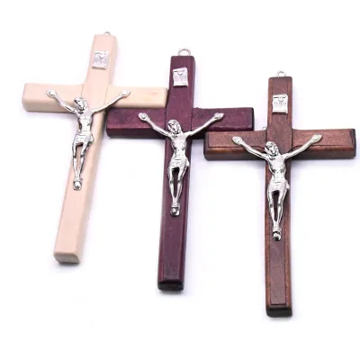 Handmade Wood Cross Pendant Jesus Blessing Gift Wooden Cross Charms Crucifix Pendant