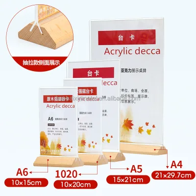 Wholesale A4-A6 Acrylic Display Rack for Log Deck Card Menu Sign-Table Desk Conference Advertising-Spot Brand Standing