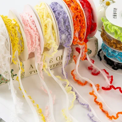 Top Selling Dreamy 2cm Elastic Fluffy Organza Ribbon for Party Costume Fairy Wing Edging 100 Yards/Roll