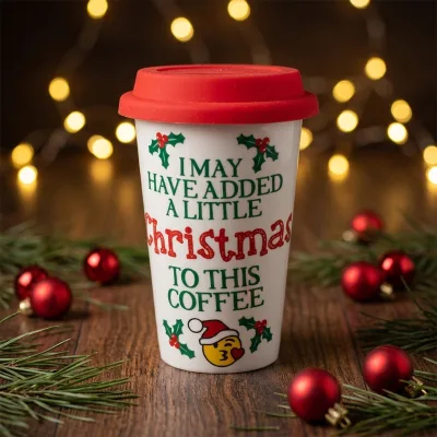 Custom Decal Travel Tea Cocoa Mug Porcelain Ceramic Double Insulated Coffee Cups Mug with Silicone Lid