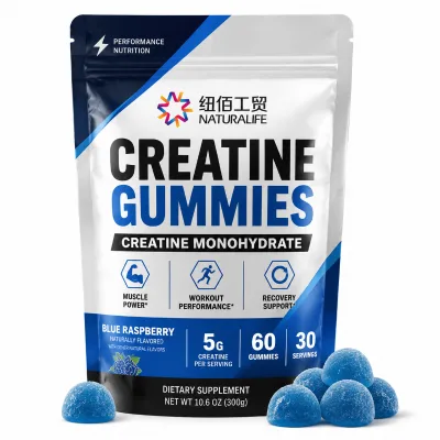 Pure Creatine Monohydrate Functional Gummies Supplement for Active Adult Muscle Power and Workout Recovery