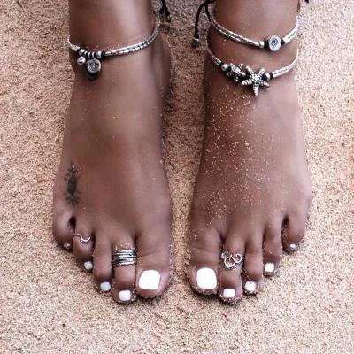 New Ethnic Style Retro Starfish Rune Om Yoga Pendant Anklet Beach Anklet