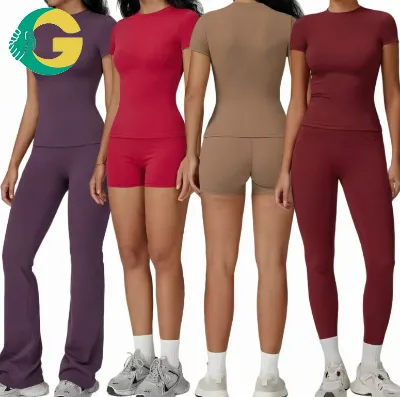 Solid Color Quick-dry Women's Double-sided Brushed Tight-fitting Sports Short-sleeve T-shirt