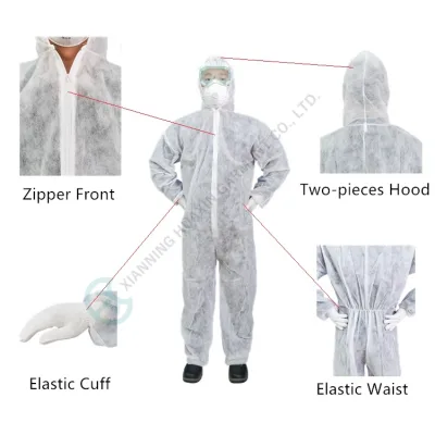 Lightweight Comfortable Dust-Proof Non-woven PP Coverall with Hood for Cleanroom Use