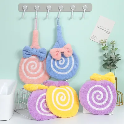 Home Bathroom Soft Beach Hand Towel Set Quick-Drying Coral Velvet Jacquard Round Cartoon Pattern Woven Microfiber Supplies