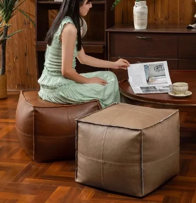 Wholesale custom seat cover cushion back lazy chair living room small sofa footstool leather seat cover