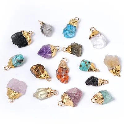 Handmade Natural Crystal Irregular Raw Stone Pendant DIY Jewelry Making Multicolor Gemstone Charm for Women Daily