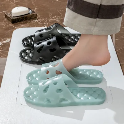Cross-border Bathroom slippers - Men's and Women's Styles. Summer Home-use Silent, Hollow, Leak-proof Bathing Sandals.