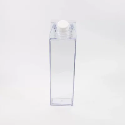 Transparent 1L PS Plastic Square Milk Bottle Multifunction Wall Mounted Kitchen Storage with OPP Bag Packaging