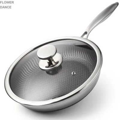 Honeycomb Tri Ply Stainless Steel Pans with Tempered Glass Lids Stay-Cool Handles Dishwasher and Oven Safe Induction Ready