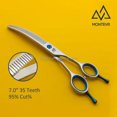 Dog Scissirs for Grooming Curved Chunky 7.0 Inch 35 Teeth Pet Cleaning Shears 90% Thinning Tools