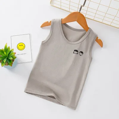 Custom Kids Children's Boys Girls Knitted Cotton Vest tank Tops with Candy Color