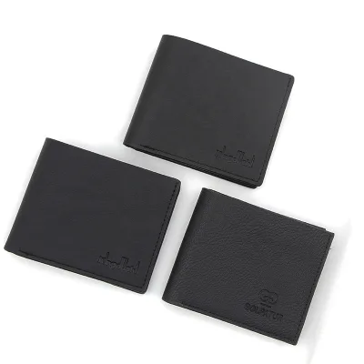 Men's Short Waterproof PU Leather Wallet with Custom Logo-Fashion Card Holder Shipped Randomly Minimalist Silm Wallet Fashion