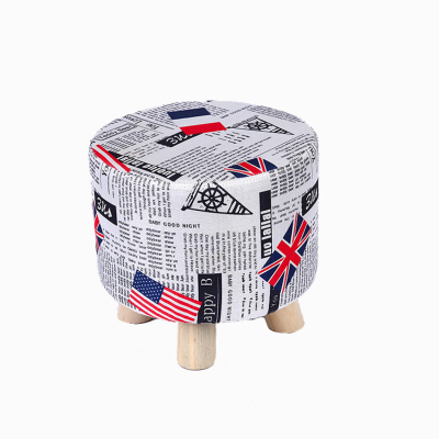 Home Furniture Accent Upholstered Ottoman Stool Round Simple Modern Ottoman for Living Room