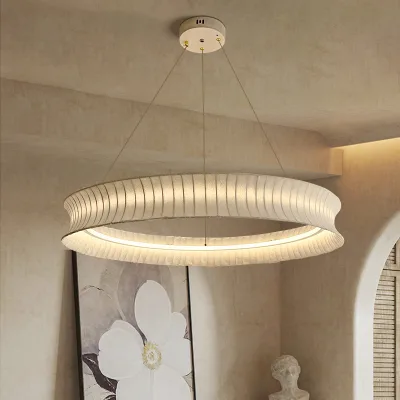 Minimalist Circle Silk Chandelier Wabi-Sabi Style Retro Combination for Indoor Use for Dining Room Living Room Whole House