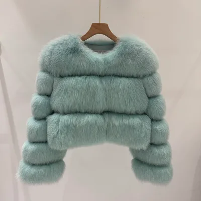 Factory Direct Fox Fur Coat Length Long Golden Island Fox Fur Coat