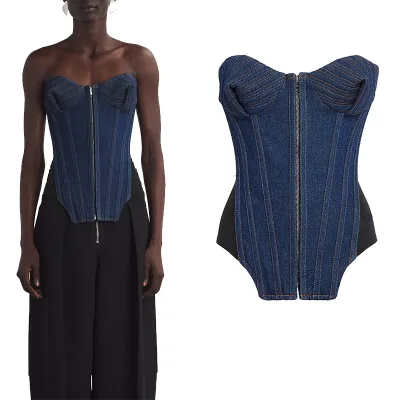 Fishbone Slimming Women's Sexy Plunging-neck Top Bra Corsetry an Fashion  of Pop Culture