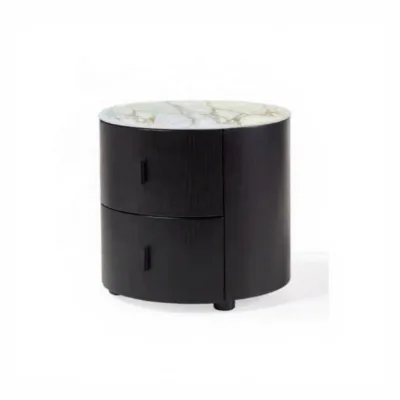 Modern Eco-Friendly Durable Wood Round Nightstand Small Bedside Cabinet Nordic Apartment Hotel Bedroom Night Table Furniture