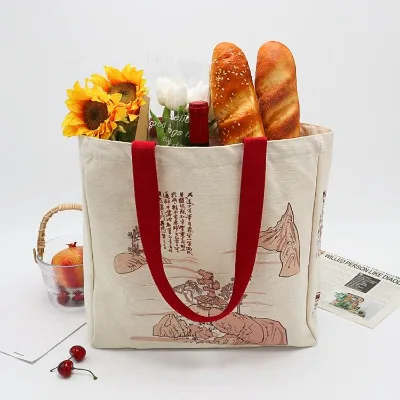 Classic Vintage Customized Color Size Canvas Tote Bag Maxi Giant Grocery Market Bag Vintage Canvas Tote