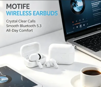 Mashal MOTIFE ANC True Wireless Blue Tooth TWS in Ear Earbud Active Noise Reduction Engraved Music Sport Rechargeable Headphone