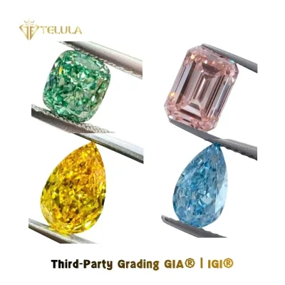 Wholesale HPHT CVD Lab Grown Diamonds 1.3mm-3mm Pink/Yellow Loose Stones IGI Certified Telula Brand