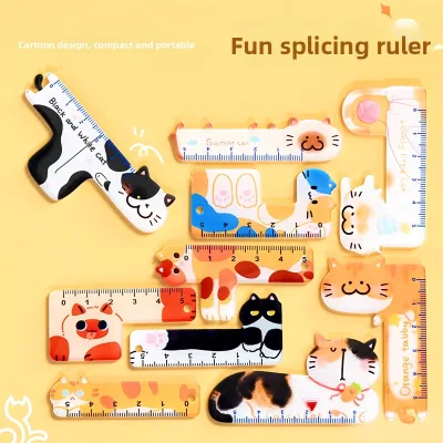 Creative Cat Palm-Sized Plastic 5cm High Quality Student Stationery Mini Children's Multifunctional Ruler Stationery Set