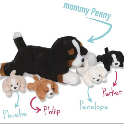 Bernese Puppies Stuffed Mommy Puppy with 4 Baby Dog in Her Tummy Mother