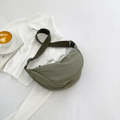 LINDA Nylon Crescent Dumpling Banana Moon Bag Women Small Daypack Sling Shoulder Crossbody Messenger Bag With Adjustable Strap