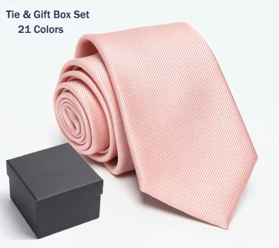 Private Label Accepted 6cm Skinny Classic Men Solid Tie Grosgrain Solid Necktie in Stock Plain Tie and Gift Box Set