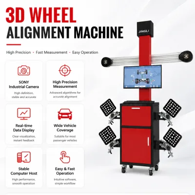 JINGLI S7 CE Certified Automatic 3D Wheel Alignment Equipment 5-Second Detection 30kg Max Wheel Weight 800W Power LED Display
