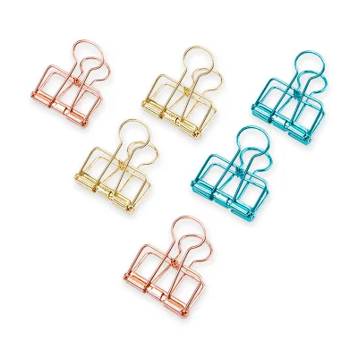 DELI 78206 Color Metal Binder Clip Blue Gold Purple 19mm 32mm Size Clamp Paper Bookmark Clips Student School High Quality