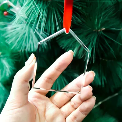 Transparent Custom House-Shaped Ornament Clear Crystal Glass Christmas Tree Decoration Vintage Style Crafted Ornament